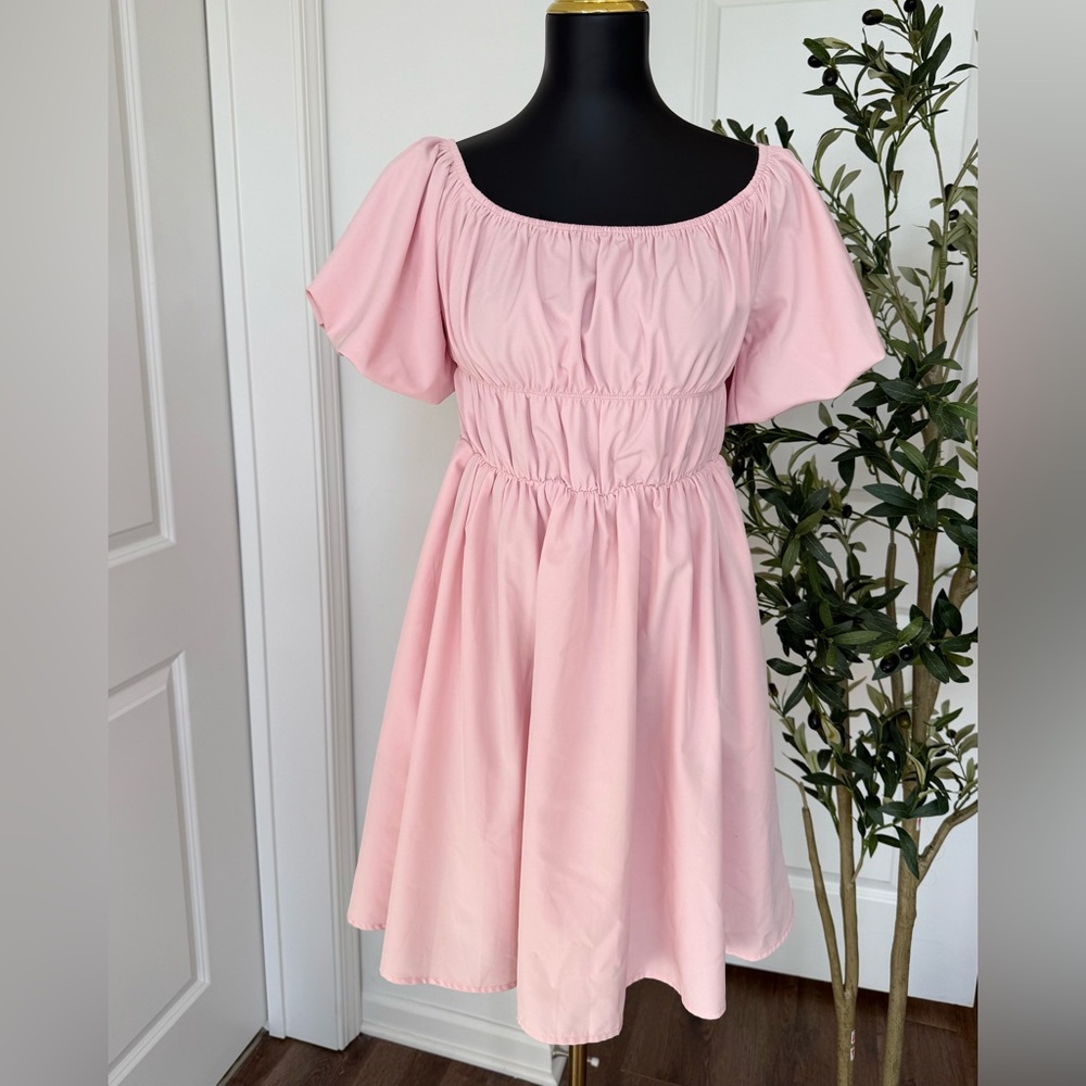 Chic Pink Off-Shoulder‎ Dress